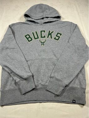 Brand ‘47 Milwaukee Bucks Gray Fleece Hoodie Size Medium